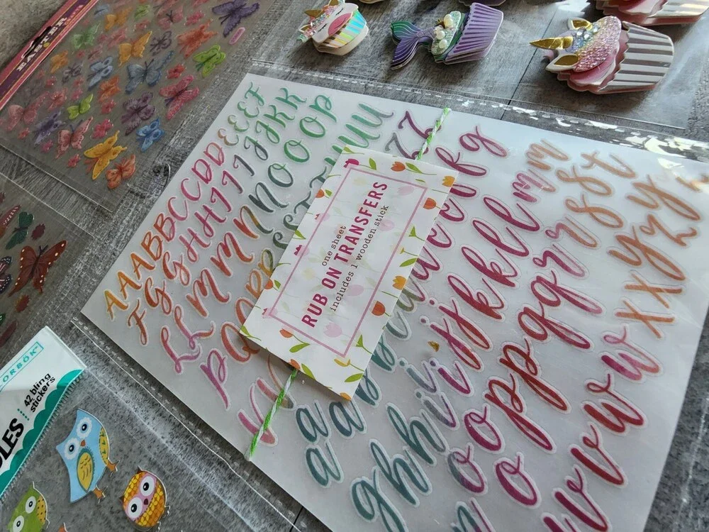 Scrapbook Stickers LOT - Girls Pink Kids Unicorn Owls Hearts Retired NEW #34